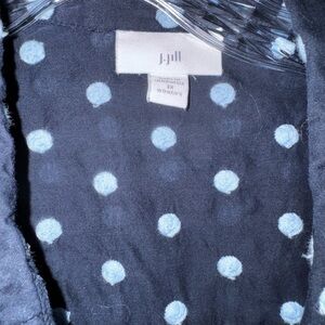 J. Jill Navy Top with Light Blue All Embroidered Polka Dots